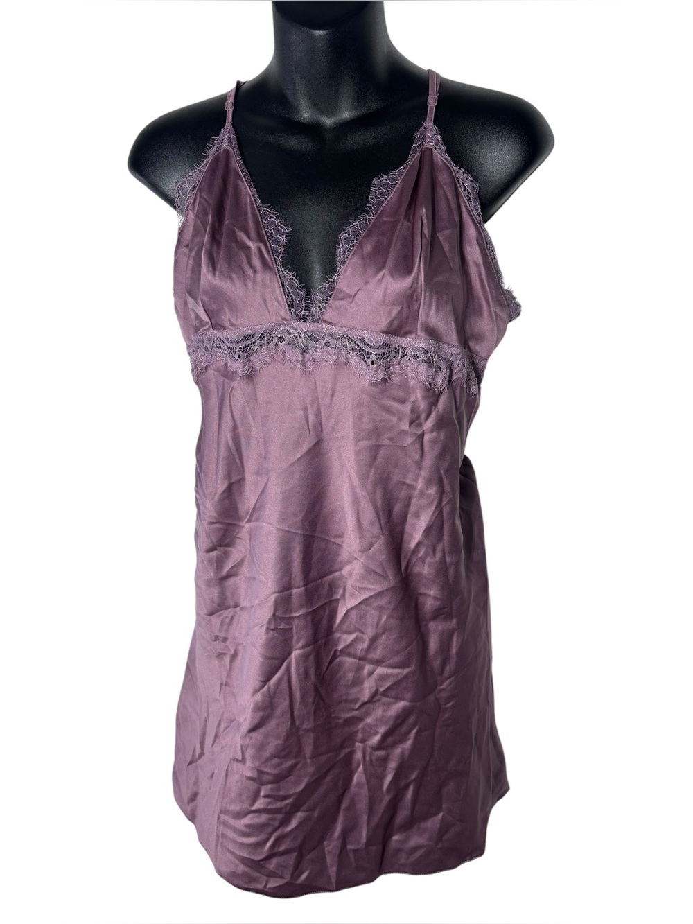 Victoria’s Secret women’s xl purple satin babydoll slip dress nightie lace new